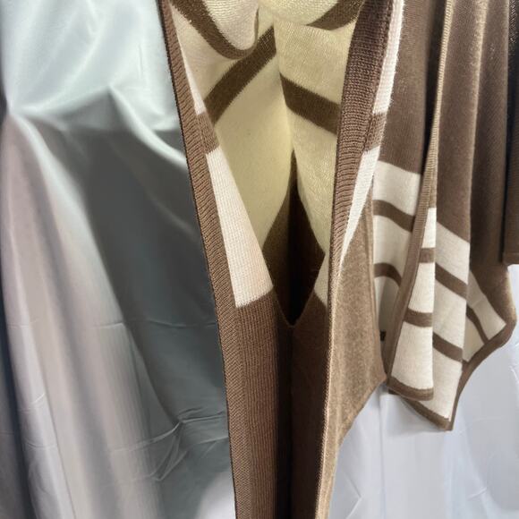 Brochu Walker Open Front Sweater Womens One Size Knit Brown Cream Luxury - Picture 7 of 15